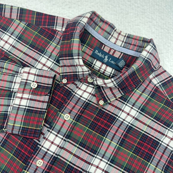 Ralph Lauren Other - Ralph Lauren Mens XXL Button Down Shirt Red Green Plaid Long Sleeve Pony Pocket